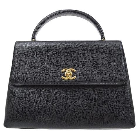 vintage chanel turnlock kelly bag|CHANEL VINTAGE BLACK CAVIAR LEATHER KELLY BAG.